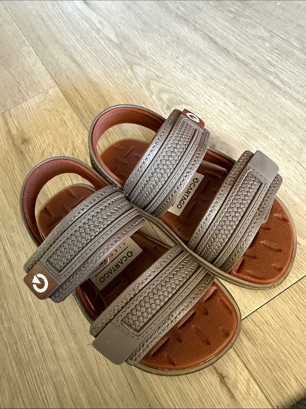 Cartago Kids Brown and Rust Adjustable Double-Strap Sandals